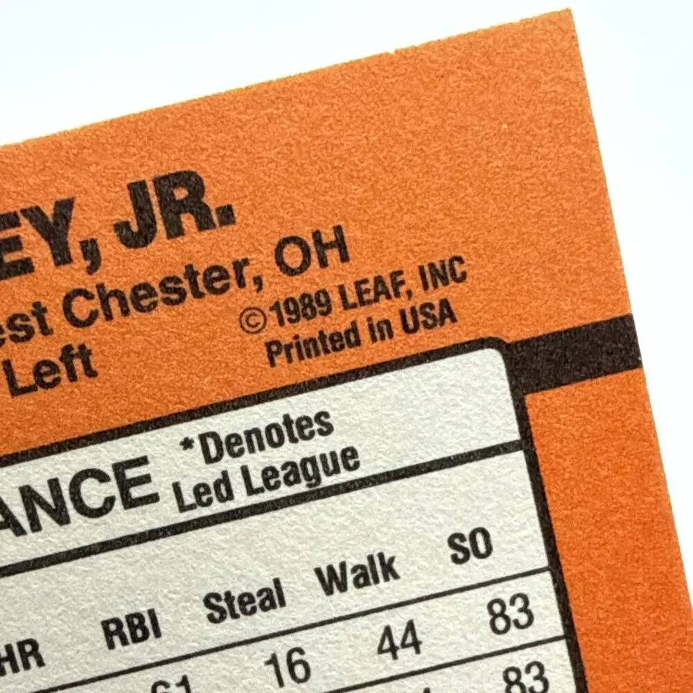1990 KEN GRIFFEY JR. DONRUSS LEAF CARD #365 ERROR NO DOT AFTER INC
